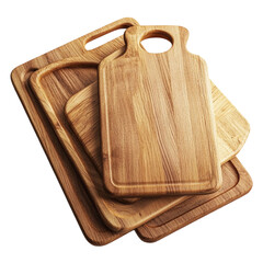 Fototapeta premium Stacked Wooden Cutting Boards Kitchen Utensils Rustic Design,