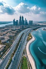Abu Dhabi, United Arab Emirates January 3rd 2024. Aerial photo of Abu Dhabi cityscape, panorama