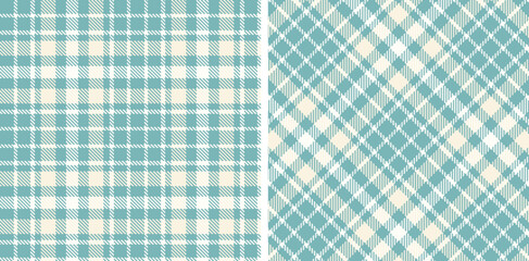 Pastel Dusty Greyish Teal Seamless Tartan Fabric Design