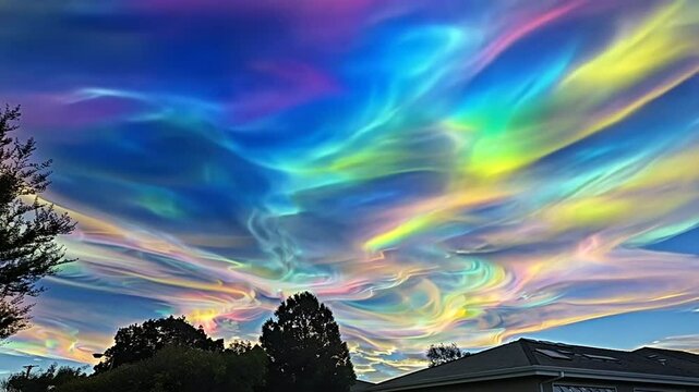 Irisierende Perlmuttwolken in leuchtenden Farben