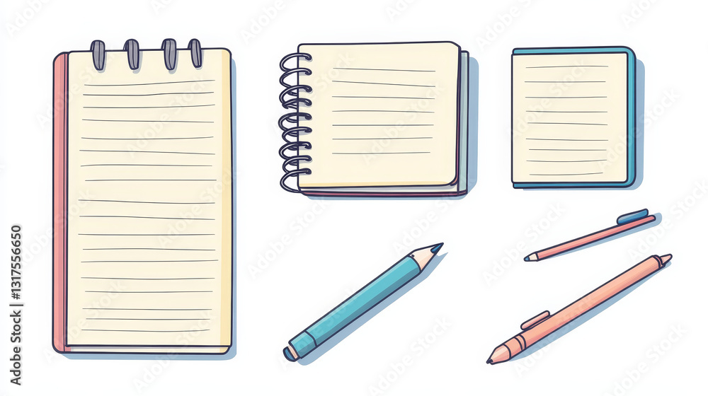 Poster notes vector illustration. flat tiny paper textbook write persons concept. stationery blank sheets f