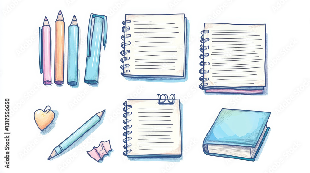 Poster notes vector illustration. flat tiny paper textbook write persons concept. stationery blank sheets f