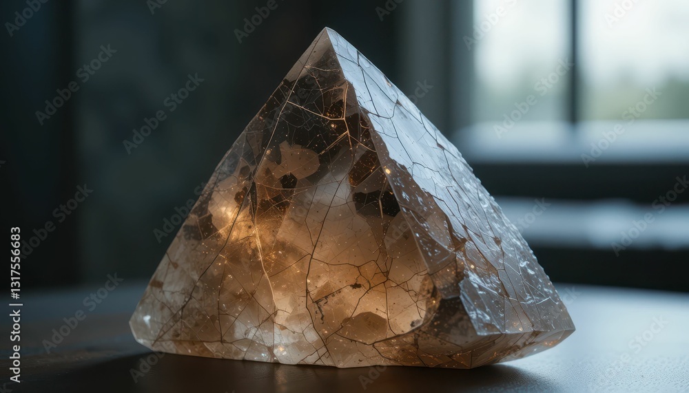 Poster sparkling crystal pyramid with intricate patterns and textures