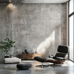 A modern living space featuring comfortable chair and decor