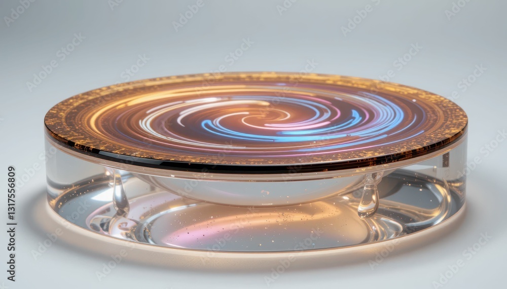 Poster abstract 3d model of cosmic swirl with light in clear material