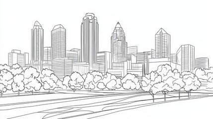 Columbus Ohio Cityscape Line Art