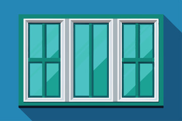 Obraz premium A stylish trio of PVC windows featuring a vibrant teal color, suitable for contemporary homes, Set of pvc windows,