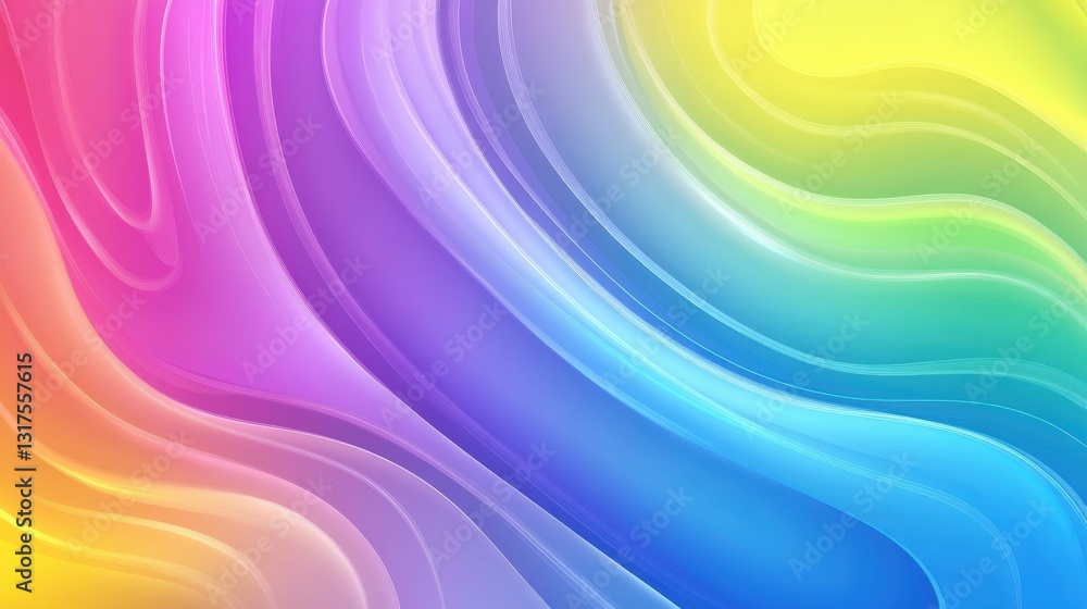 Poster vibrant abstract wave pattern with smooth gradients in rainbow colors creating a dynamic backdrop