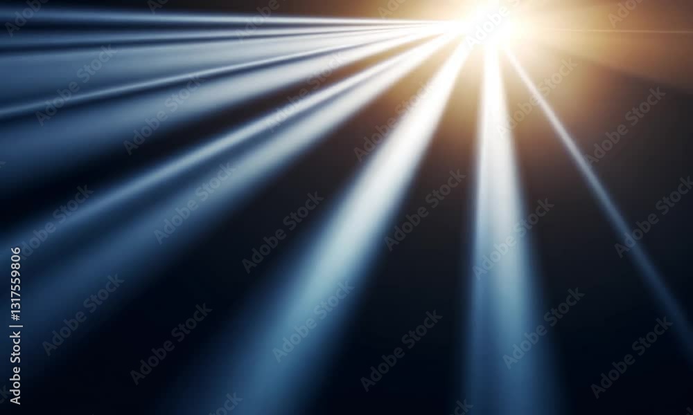 Poster a stunning display of light beams piercing through darkness, creating a captivating contrast
