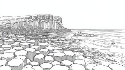 Giants Causeway Line Art Coloring