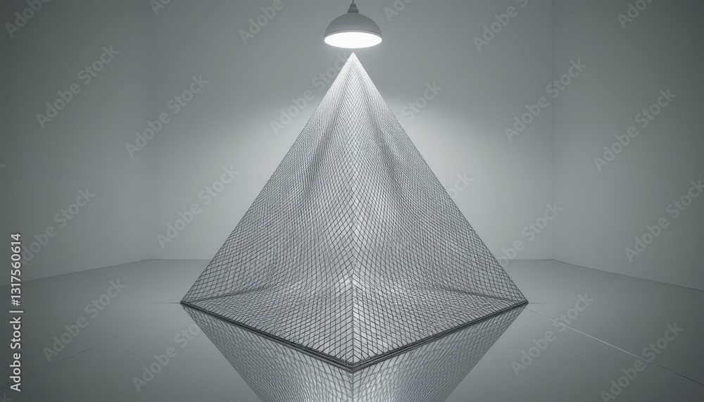 Poster geometric light structure with pyramid shape in modern space
