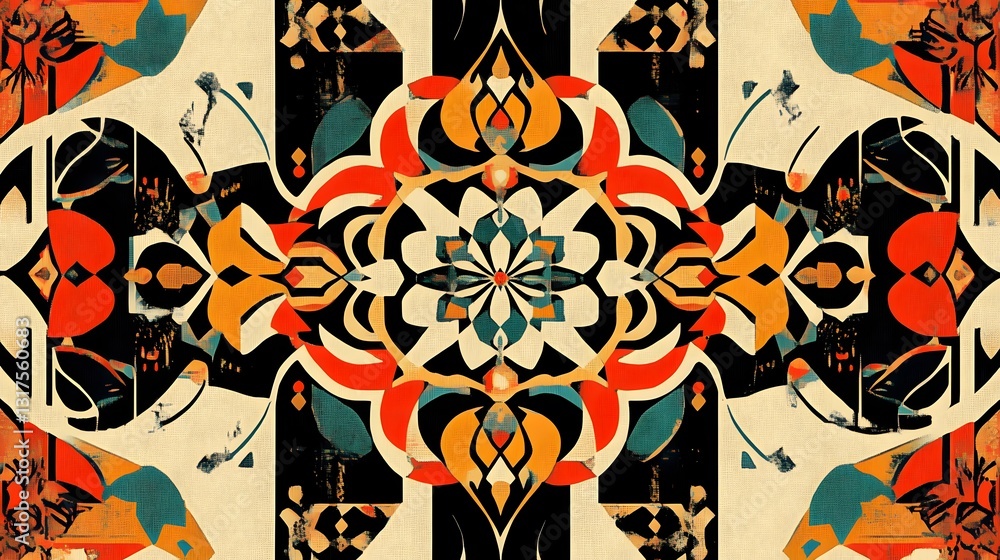 Aufkleber geometric and symmetrical patterned artistic design with various shapes and colors