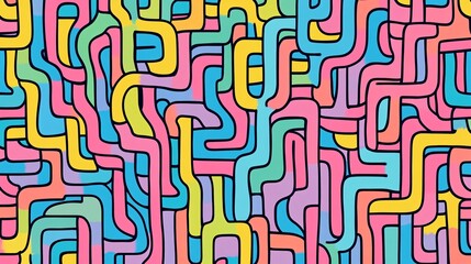 Pastel squiggle maze lines, minimalist pattern