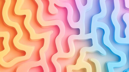 Squiggly maze lines, soft pastel-colored background