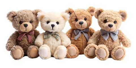 Set of cute little teddy bear doll isolated on a white background