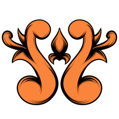 Ornaments with gold color on white background