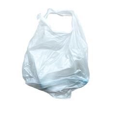 Fototapeta premium Empty plastic shopping bag crumpled texture white background