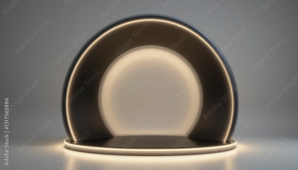 Poster modern geometric display space with soft ambient lighting