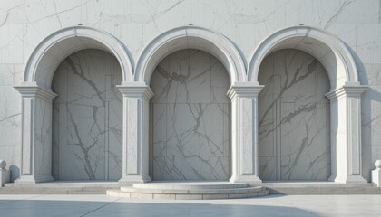 Elegant Architectural Archways on a Marble Wall Background