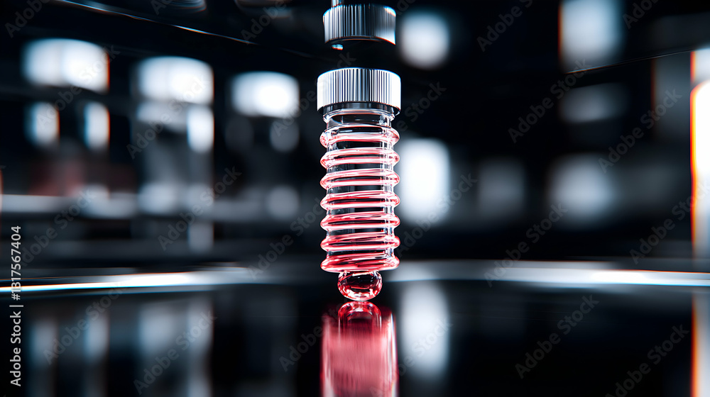 Poster a mechanical device printing a small spherical droplet with precision