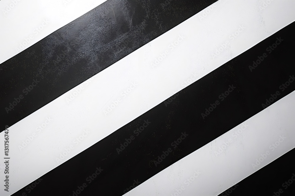 Poster diagonal black and white stripes forming a dynamic pattern on a grunge textured surface, creating a 