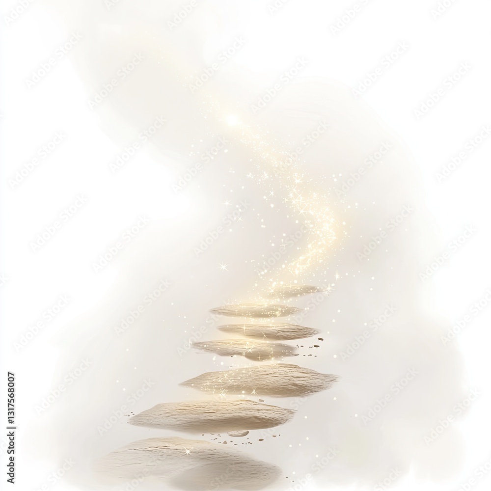 Poster a magical glowing trail following a moving object, isolated on a white background to create an encha
