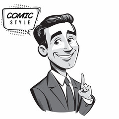 Businessman Caricature Vector in Pop Art Comic Style