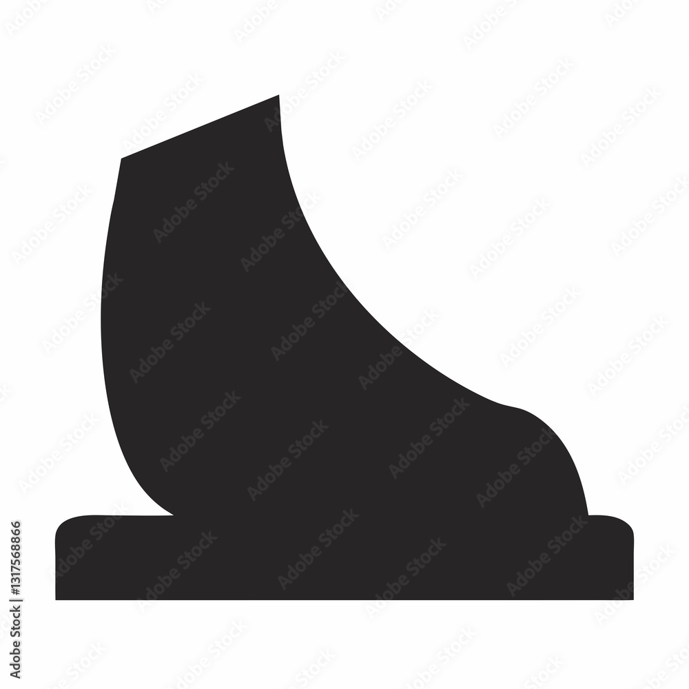 Poster black silhouette of abstract sail with curved structure on solid base in geometric style