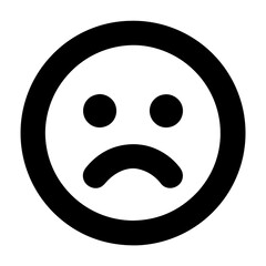 Fototapeta premium sad emoticon icon with black outline and minimalistic design in black and white 