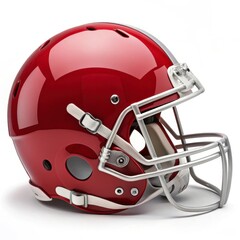 Red American Football Helmet on White Background, Generative AI
