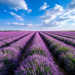 Lavender Field Summer Landscape Panoramic View