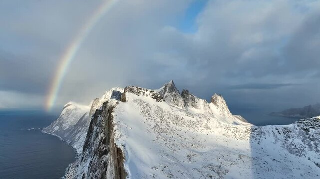 from from the summit of Segla mountain  to the Mefjord on the Island of Senja in Northern Norway