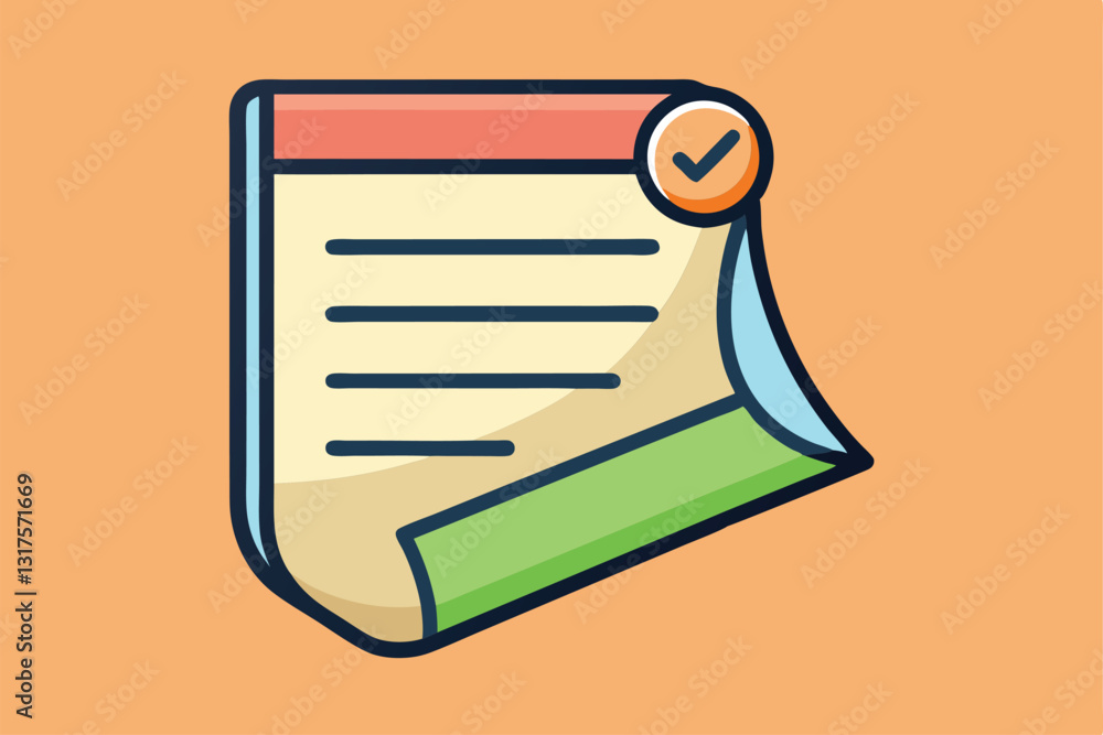 Poster a colorful memo sticker features a checkmark, ideal for reminders and important notes on tasks, shee