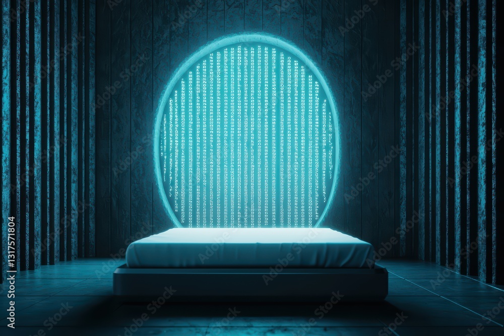 Poster futuristic ai-powered hospital room with real-time data display and advanced technology