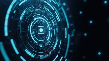 Digital Holographic Medical Research Symbols in Futuristic Background with Glowing Effects