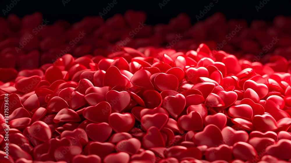 Poster many red hearts are piled together in an appealing display