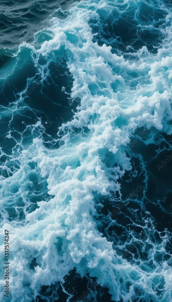 Poster turquoise ocean waves crash in dynamic patterns and textures