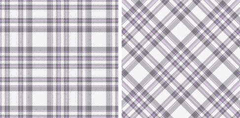 Dusty Medium Grey Seamless Tartan with Pale Pale Purple accents Fabric Design