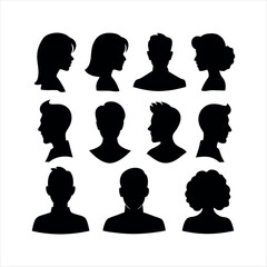 set of people's head silhouette design vector silhouette of a woman