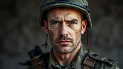 Military man with a serious face.