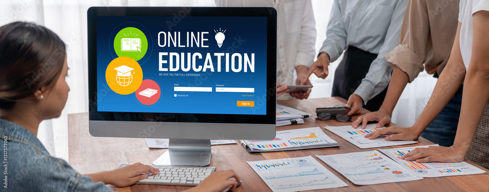 Leinwandbilder e-learning website with brisk sofware for student to study online on the internet network