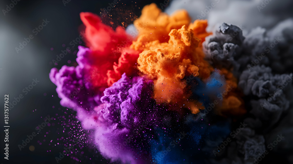 Poster explosions of vibrant color create a striking and abstract display