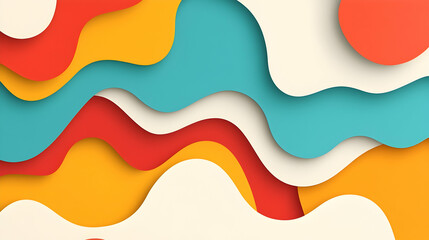 Abstract colorful wavy paper cut design background for presentations, websites or social media