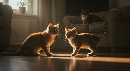 Playful Pets in a Cozy Home Setting
