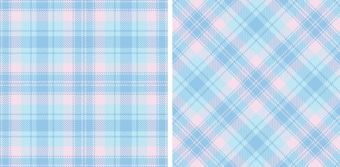 Dark Light Blue Seamless Tartan with Iridescent Pale Mauve accents Fabric Design