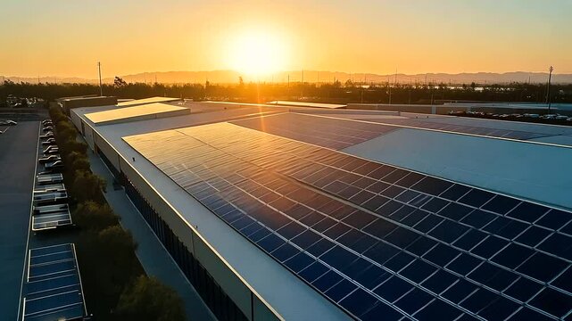 A sustainable warehouse features energy-efficient lighting, solar panels, and waste-reduction systems to minimize environmental impact.