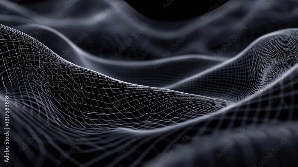 Poster abstract dark gray wave grid pattern digital art background image