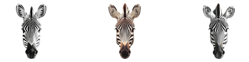 Zebra isolated on transparent background. PNG, Set of