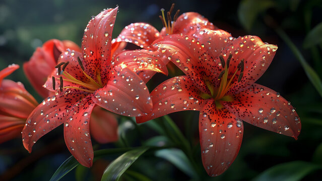 Stunning Macro Close-Up of a Vibrant Flower with Dew Drops &ndash; Floral Nature Background, Botanical Beauty, Petals in Detail