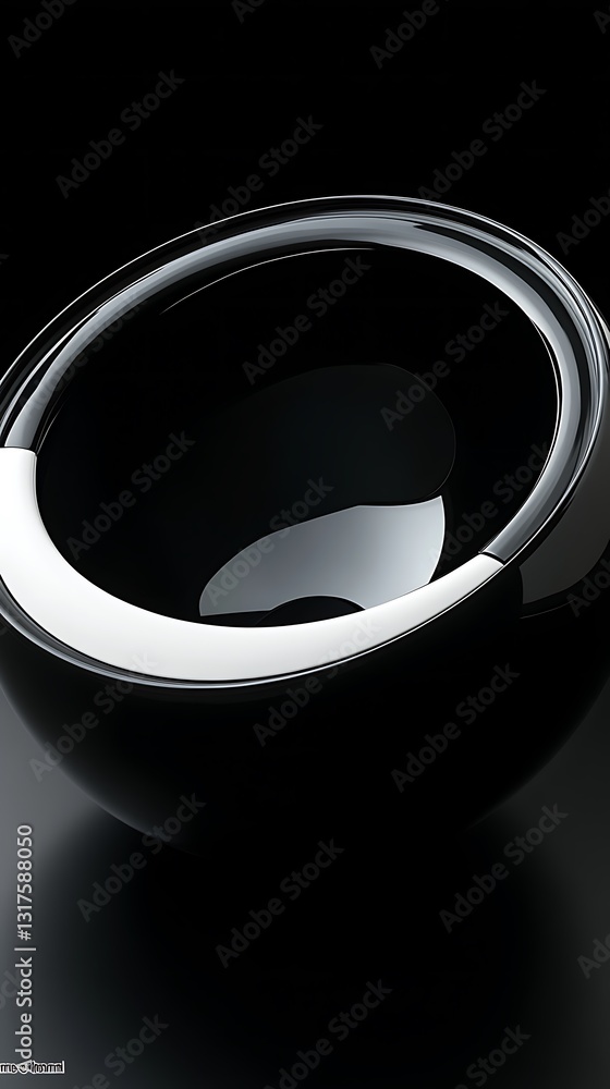 Poster an abstract object with black and white circular design